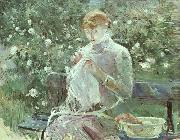 Berthe Morisot Young Woman Sewing in the Garden Spain oil painting artist